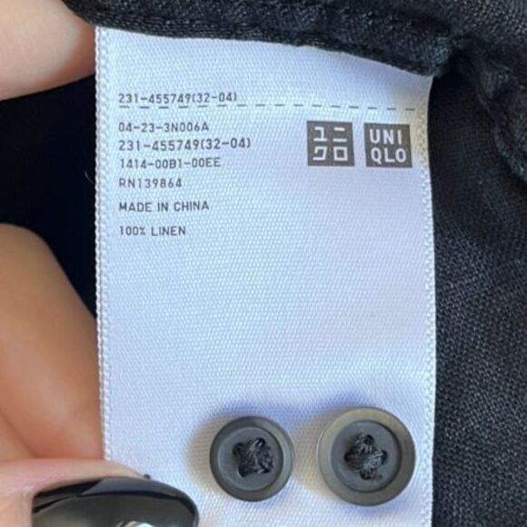 Uniqlo Women's Premium Linen Long Sleeve Shirt in Black Size SMALL - Picture 5 of 5